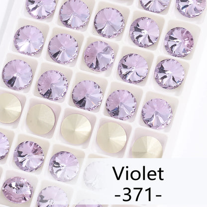 6/8/10/12/14MM Rivoli Rhinestone Round Pointed Diamond Stones Colorful Beads Crafts Crystal Nail Clothes Jewelry Accessories