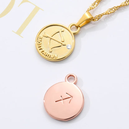 zodiac necklaces for women coin necklace Aries Leo Collier signe astrologique 12 Horoscope Zodiac Astrology Necklace Women