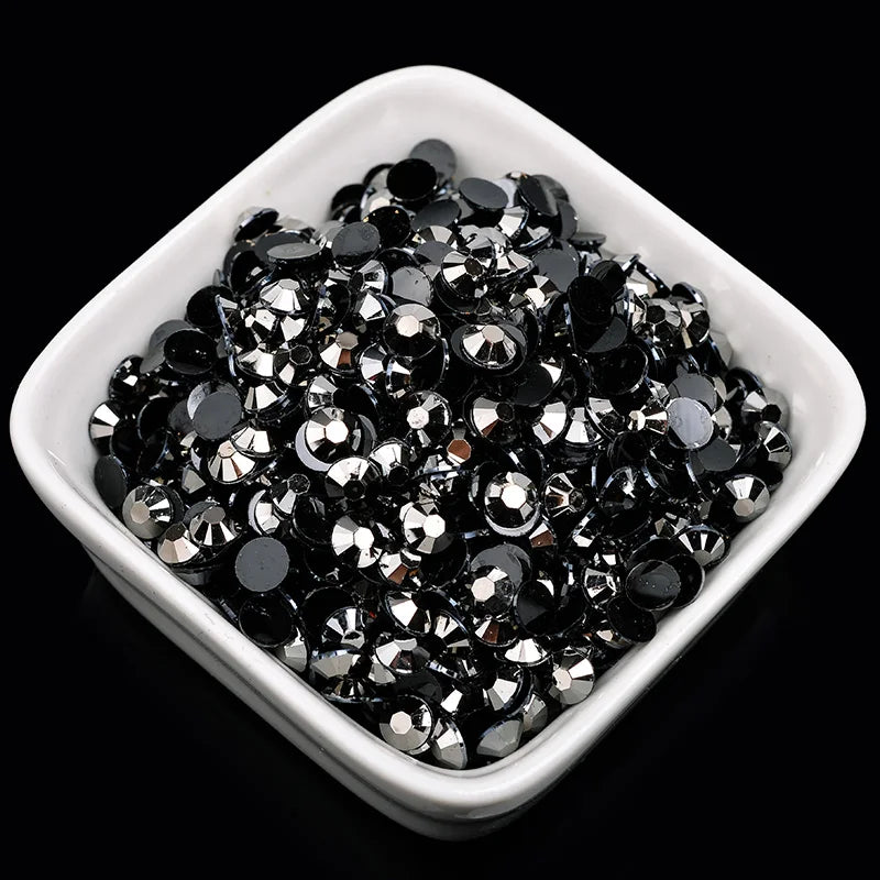 1000 viên Đá trang trí móng tay lấp lánh màu sắc ss6-ss30 Hạt đá pha lê nhựa resin mặt phẳng dùng trang trí giày dép túi xách quần áo phụ kiện DIY
