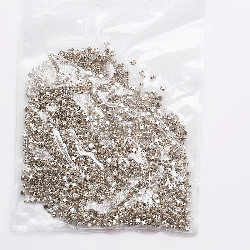 Sell At Loss RESEN Top Quality 3-10mm Sliver Claw Sew On Rhinestones Clear Crystal Color Sliver Base Sewing Stone DIY Decoration
