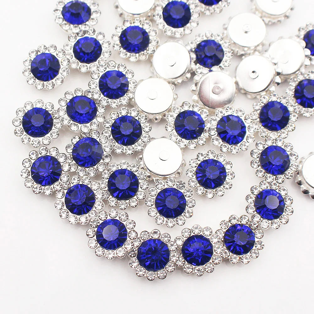 30PCS-100PCS Gold Flower Claw Rhinestones Glitter Crystals Trim Stones Beads Garment Crafts Sew On Rhinestones for Clothes Gems