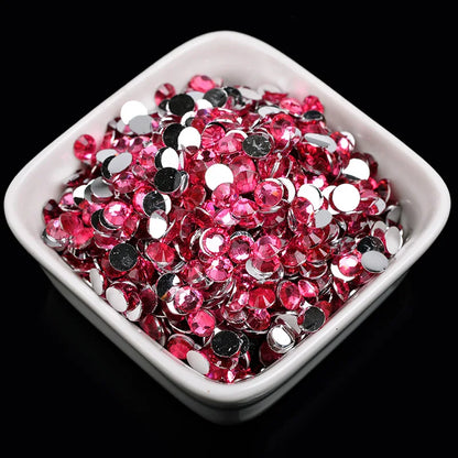 1000 viên Đá trang trí móng tay lấp lánh màu sắc ss6-ss30 Hạt đá pha lê nhựa resin mặt phẳng dùng trang trí giày dép túi xách quần áo phụ kiện DIY