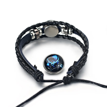 12 Zodiac Signs Constellation Charm Bracelet Men's and Women's Fashion Multi-layer Woven Leather Couple Bracelet Accessories