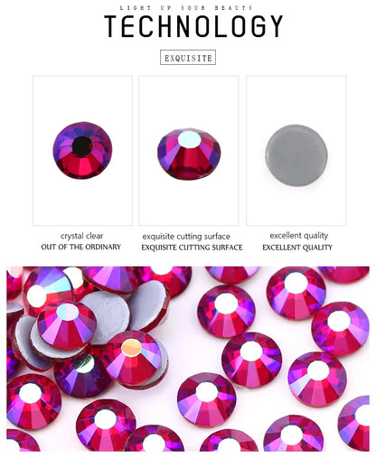 SS6-SS30 Multi-color Crystal AB Hot Fix Rhinestone Crystal Super Glitter Strass Iron On Rhinestones For Nail Art Fabric Garment