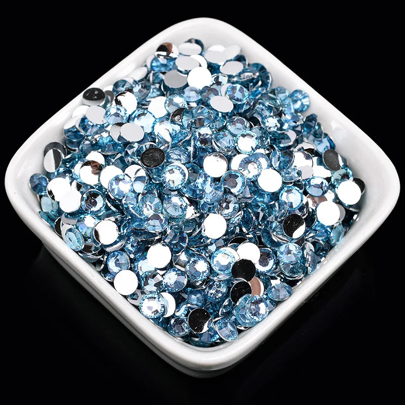 1000 viên Đá trang trí móng tay lấp lánh màu sắc ss6-ss30 Hạt đá pha lê nhựa resin mặt phẳng dùng trang trí giày dép túi xách quần áo phụ kiện DIY