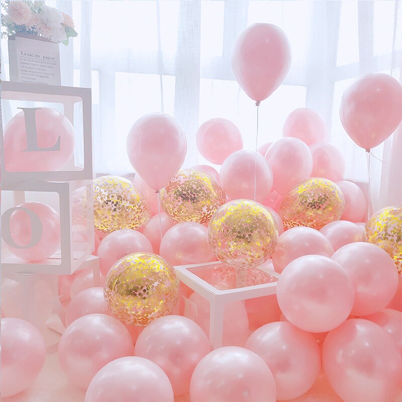 20/40pcs 10inch Pink Balloons Confetti Chrome Metallic Latex Balloon Christmas Baby Shower Birthday Wedding Party Decorations
