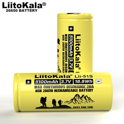 6-30PCS Liitokala LII-51S 26650 20A power rechargeable lithium battery 26650A , 3.7V 5100mA . Suitable for flashlights