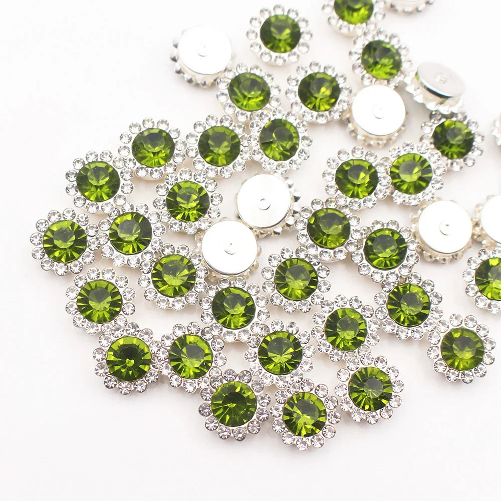 30PCS-100PCS Gold Flower Claw Rhinestones Glitter Crystals Trim Stones Beads Garment Crafts Sew On Rhinestones for Clothes Gems