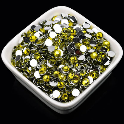 1000 viên Đá trang trí móng tay lấp lánh màu sắc ss6-ss30 Hạt đá pha lê nhựa resin mặt phẳng dùng trang trí giày dép túi xách quần áo phụ kiện DIY