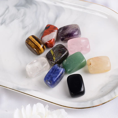 10 Pcs /Set Natural Tumbled Stone 15-20mm Mix Rock And Quartz Rose Bead Chakra Healing Crystal Irregular Polishing Amethyst Home
