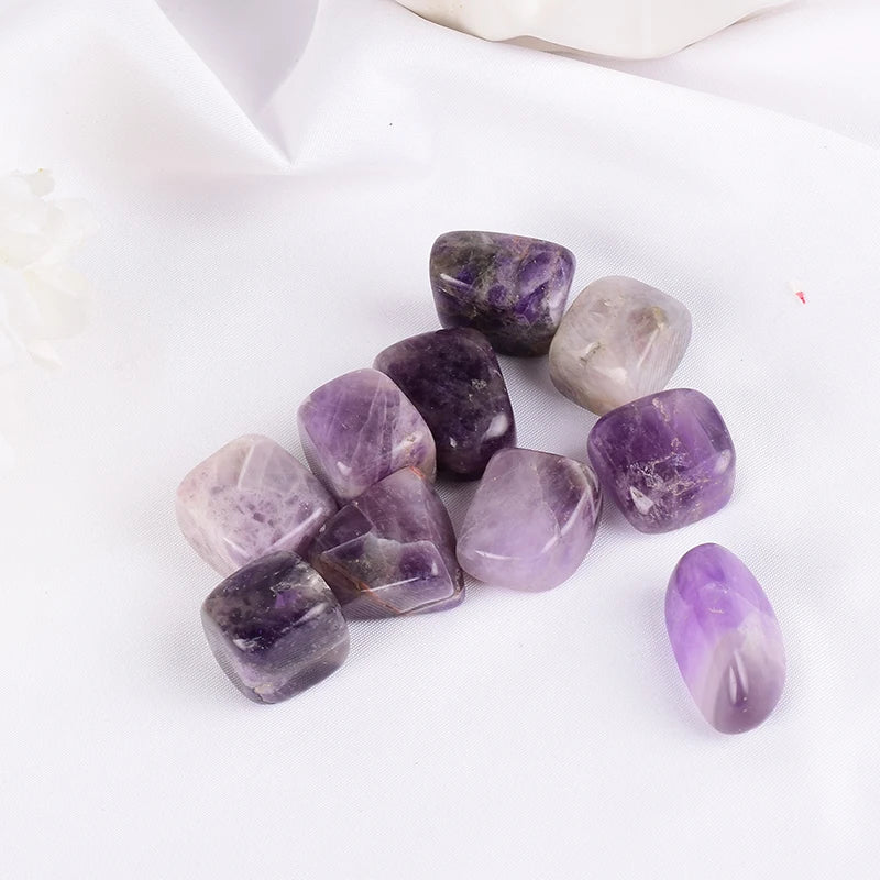 10 Pcs /Set Natural Tumbled Stone 15-20mm Mix Rock And Quartz Rose Bead Chakra Healing Crystal Irregular Polishing Amethyst Home