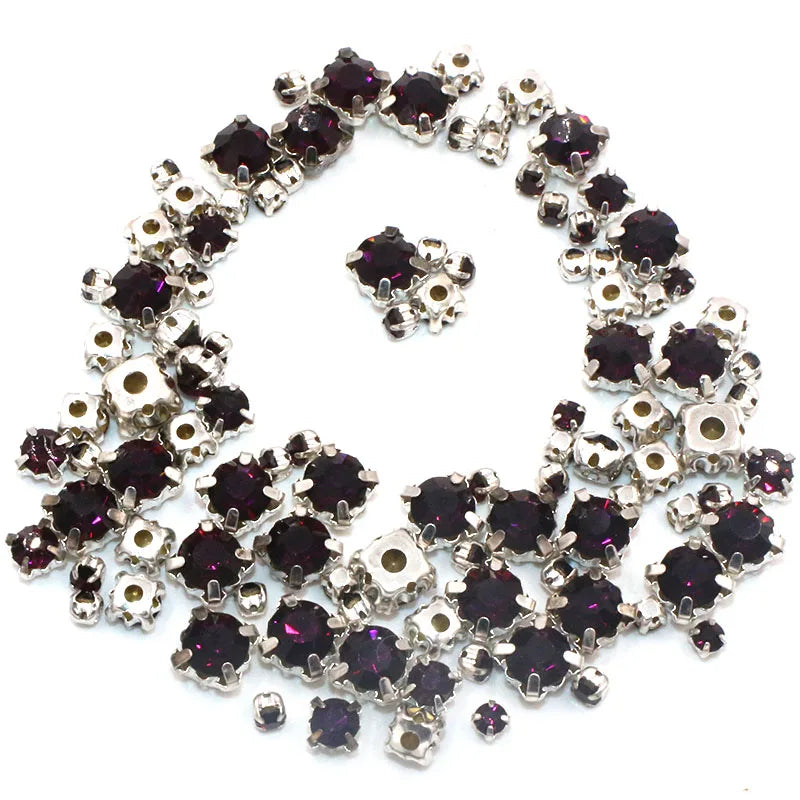 Hot Sale 100pcs/bag Mix Size Glass Crystal Stones Clothing Loose Beads Silver Claw Setting Sew On Rhinestones Diy Wedding Dress