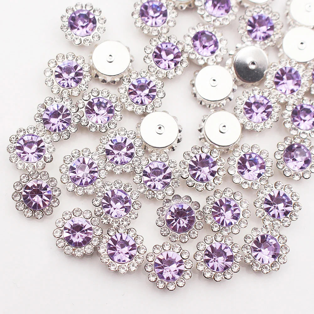 30PCS-100PCS Gold Flower Claw Rhinestones Glitter Crystals Trim Stones Beads Garment Crafts Sew On Rhinestones for Clothes Gems