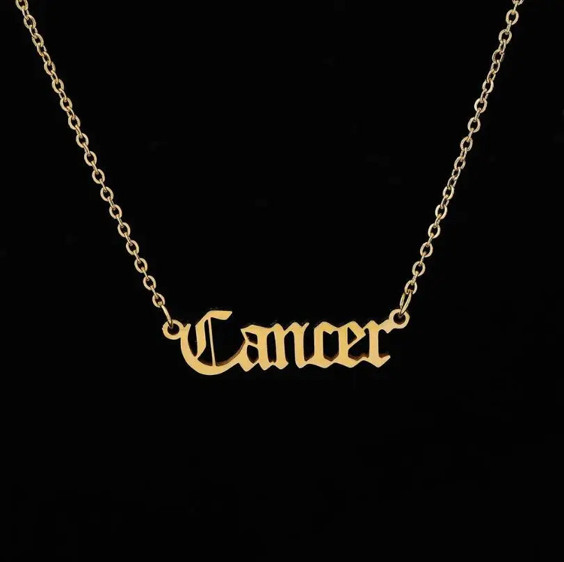 Stainless Steel 12 Zodiac Constellation Necklaces Letter Aquarius Aries Gemini Pisces Leo Sagittarius Pendant Necklace for Women