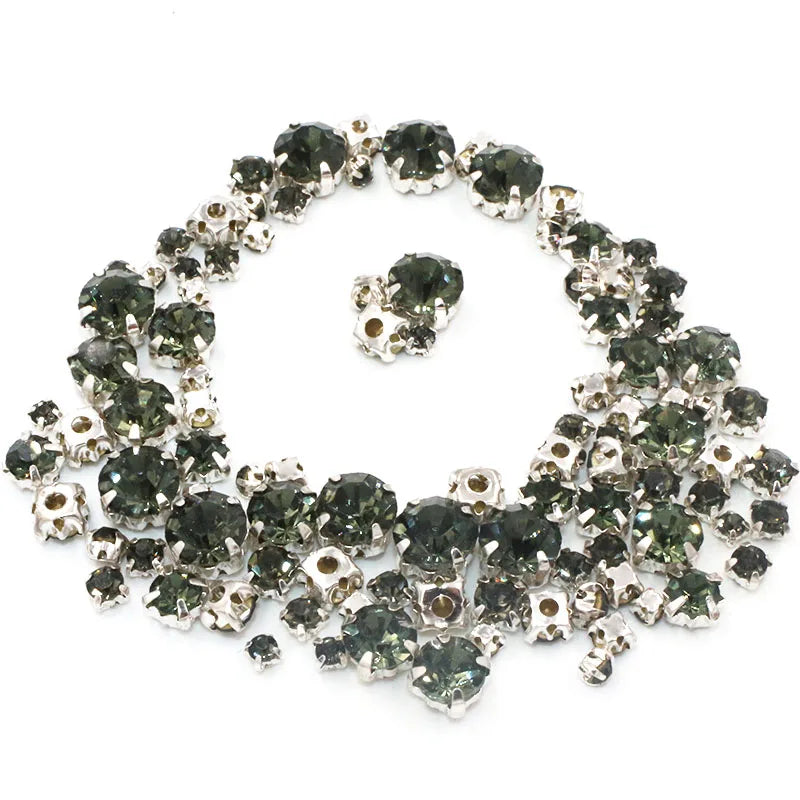 Hot Sale 100pcs/bag Mix Size Glass Crystal Stones Clothing Loose Beads Silver Claw Setting Sew On Rhinestones Diy Wedding Dress