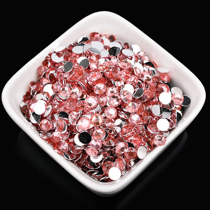 1000 viên Đá trang trí móng tay lấp lánh màu sắc ss6-ss30 Hạt đá pha lê nhựa resin mặt phẳng dùng trang trí giày dép túi xách quần áo phụ kiện DIY