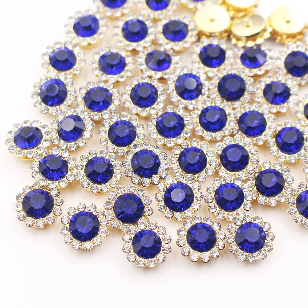 30PCS-100PCS Gold Flower Claw Rhinestones Glitter Crystals Trim Stones Beads Garment Crafts Sew On Rhinestones for Clothes Gems