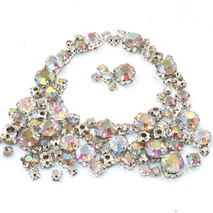 Hot Sale 100pcs/bag Mix Size Glass Crystal Stones Clothing Loose Beads Silver Claw Setting Sew On Rhinestones Diy Wedding Dress