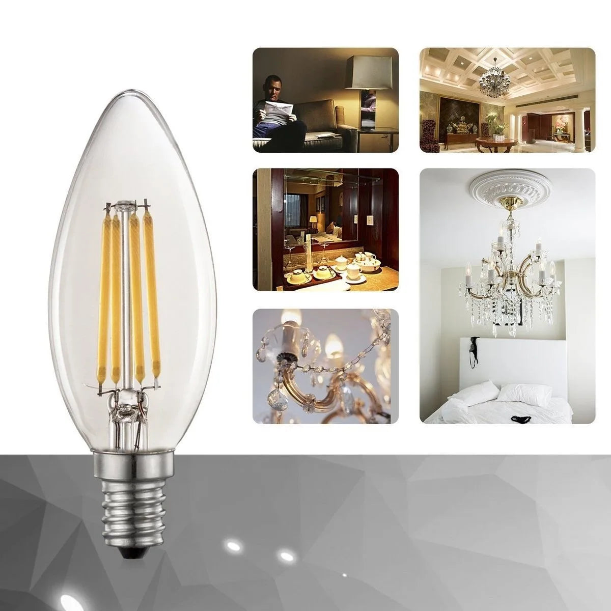 10PCS LED Bulb C35 E14 E12 E27 220V 110V Dimmable 2W 4W 6W Design Energy Saving Candle Warm White Filament Light 360 Degree Lamp