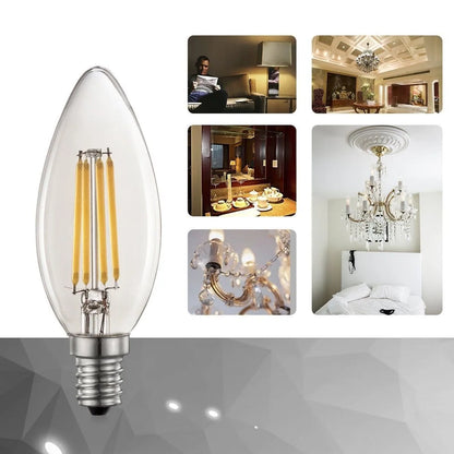 10PCS LED Bulb C35 E14 E12 E27 220V 110V Dimmable 2W 4W 6W Design Energy Saving Candle Warm White Filament Light 360 Degree Lamp