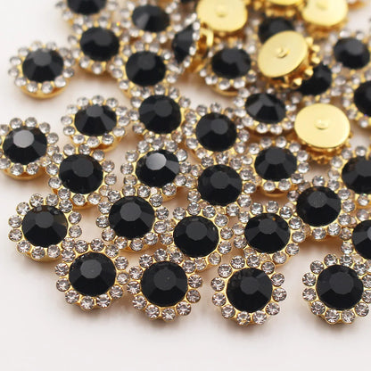 30PCS-100PCS Gold Flower Claw Rhinestones Glitter Crystals Trim Stones Beads Garment Crafts Sew On Rhinestones for Clothes Gems