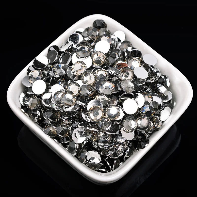 1000 viên Đá trang trí móng tay lấp lánh màu sắc ss6-ss30 Hạt đá pha lê nhựa resin mặt phẳng dùng trang trí giày dép túi xách quần áo phụ kiện DIY