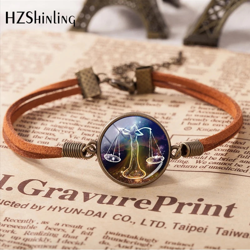 2020 New Arrival 12 Zodiac Galaxy Horoscope Bracelet Aquarius Pisces Scorpion Zodiac Leather Bracelets Gifts Jewelry