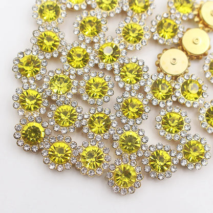 30PCS-100PCS Gold Flower Claw Rhinestones Glitter Crystals Trim Stones Beads Garment Crafts Sew On Rhinestones for Clothes Gems
