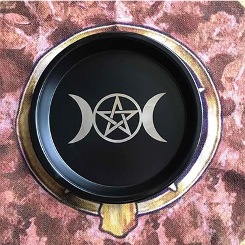 Astrology Pentagram Candlestick table altar plate Triquetra Divination Wicca ceremony Accessories