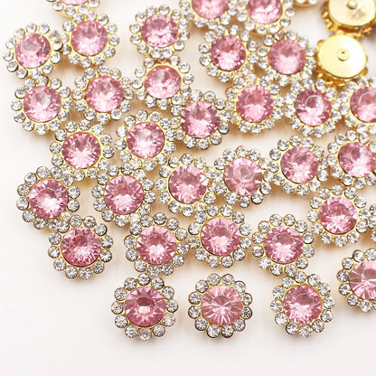 30PCS-100PCS Gold Flower Claw Rhinestones Glitter Crystals Trim Stones Beads Garment Crafts Sew On Rhinestones for Clothes Gems