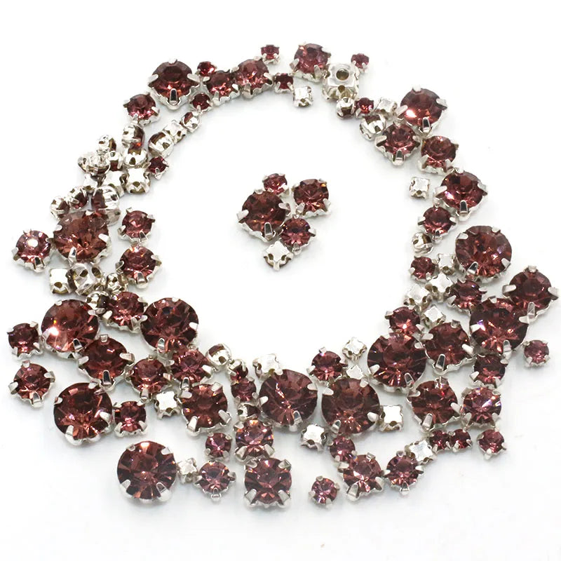 Hot Sale 100pcs/bag Mix Size Glass Crystal Stones Clothing Loose Beads Silver Claw Setting Sew On Rhinestones Diy Wedding Dress