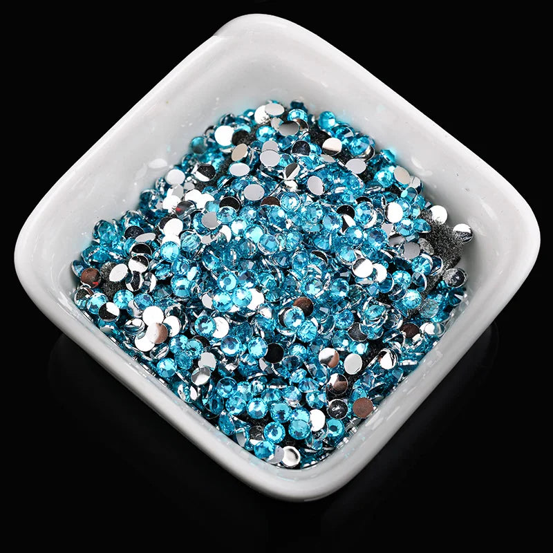 1000 viên Đá trang trí móng tay lấp lánh màu sắc ss6-ss30 Hạt đá pha lê nhựa resin mặt phẳng dùng trang trí giày dép túi xách quần áo phụ kiện DIY