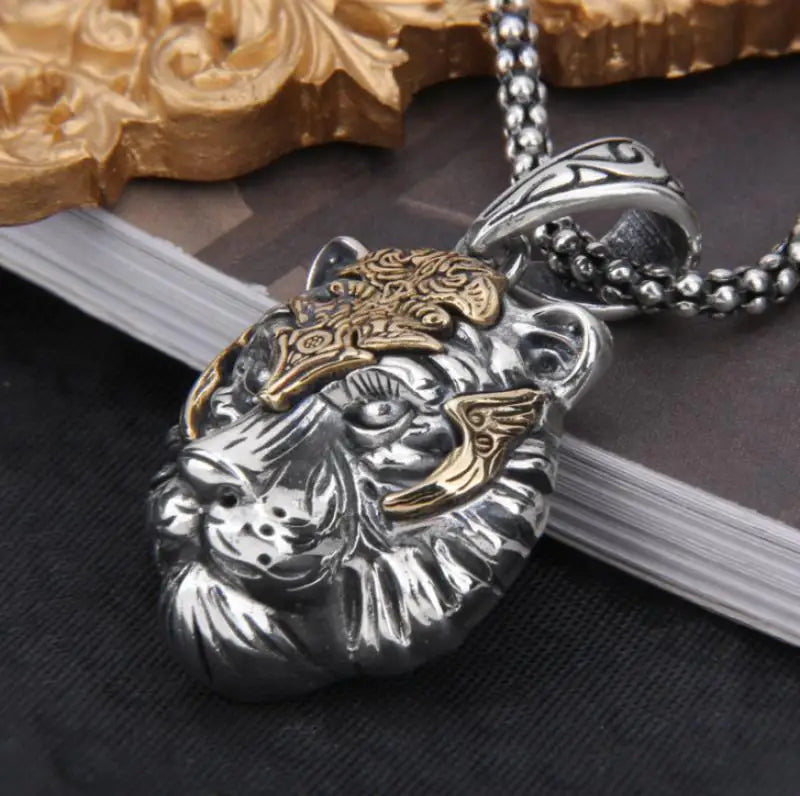 High Quality Fashion Creative Tiger Head Domineering Pendant Mature Man Personality Beast Zodiac Necklace Birthday Gift