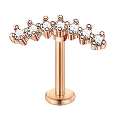 Crystal Flower Tragus Piercing Earring Flat 16G Cross Cartilage Piercing Stud Helix Jewelry Conch Rook Lobe Earring Labret Stud