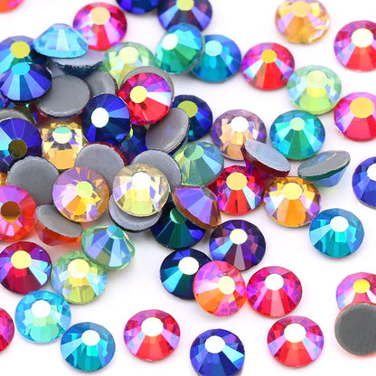 SS6-SS30 Multi-color Crystal AB Hot Fix Rhinestone Crystal Super Glitter Strass Iron On Rhinestones For Nail Art Fabric Garment