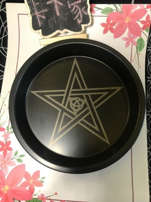 Astrology Pentagram Candlestick table altar plate Triquetra Divination Wicca  ceremony Accessories