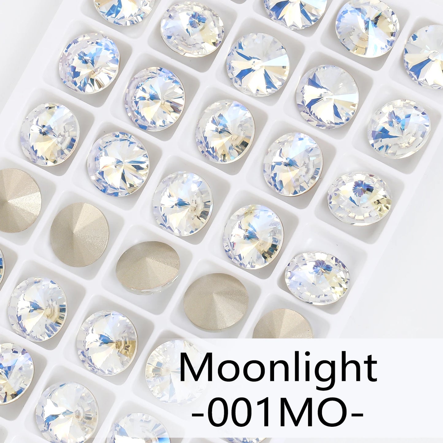 6/8/10/12/14MM Rivoli Rhinestone Round Pointed Diamond Stones Colorful Beads Crafts Crystal Nail Clothes Jewelry Accessories