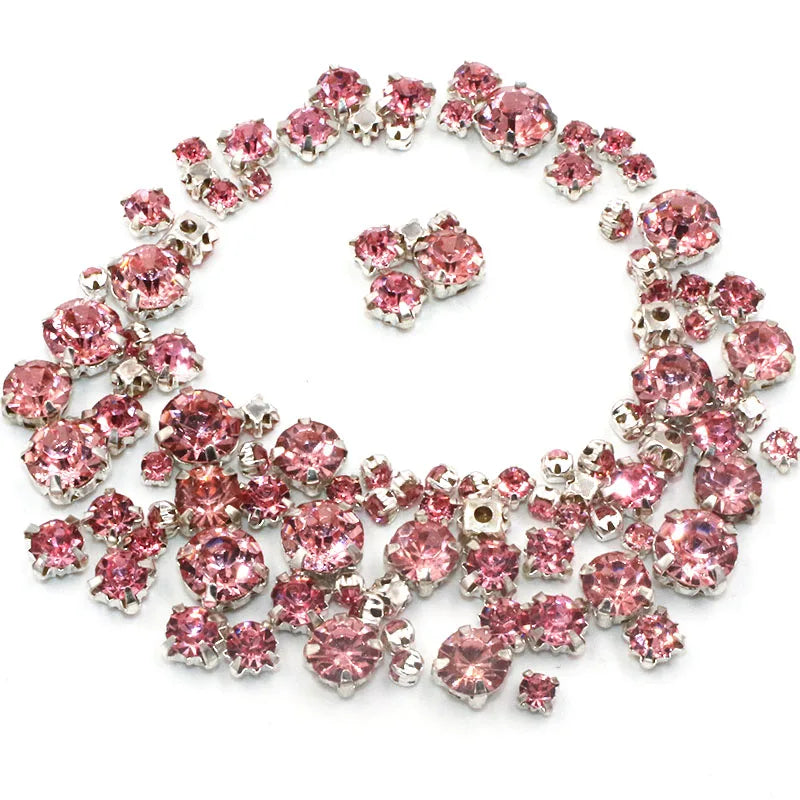 Hot Sale 100pcs/bag Mix Size Glass Crystal Stones Clothing Loose Beads Silver Claw Setting Sew On Rhinestones Diy Wedding Dress