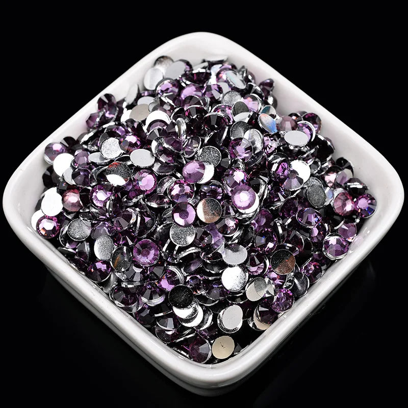 1000 viên Đá trang trí móng tay lấp lánh màu sắc ss6-ss30 Hạt đá pha lê nhựa resin mặt phẳng dùng trang trí giày dép túi xách quần áo phụ kiện DIY