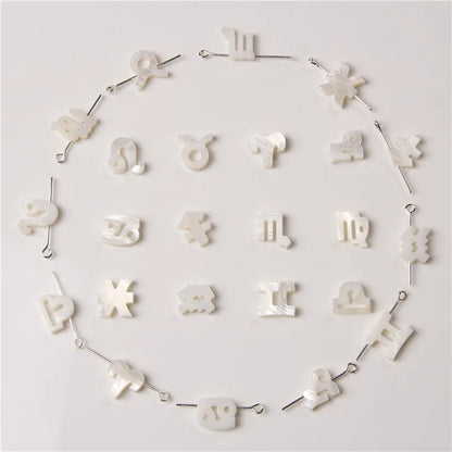 12 Zodiac Signs Constellation Charms Natural Mother of Pearl Shell Letter Aries Charm jewelry Diy for Women Men and Child Gifts