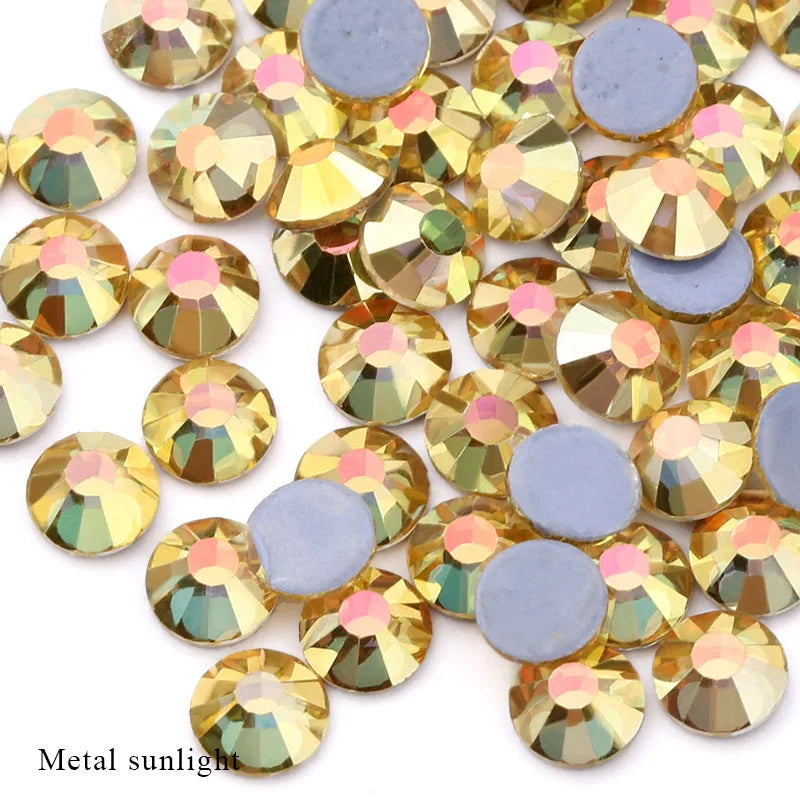 SS6-SS30 Multi-color Crystal AB Hot Fix Rhinestone Crystal Super Glitter Strass Iron On Rhinestones For Nail Art Fabric Garment