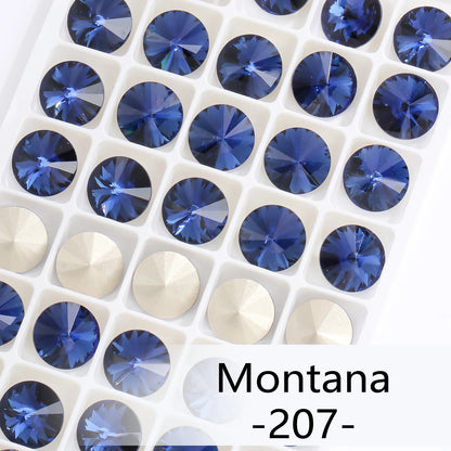 6/8/10/12/14MM Rivoli Rhinestone Round Pointed Diamond Stones Colorful Beads Crafts Crystal Nail Clothes Jewelry Accessories