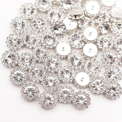 30PCS-100PCS Gold Flower Claw Rhinestones Glitter Crystals Trim Stones Beads Garment Crafts Sew On Rhinestones for Clothes Gems