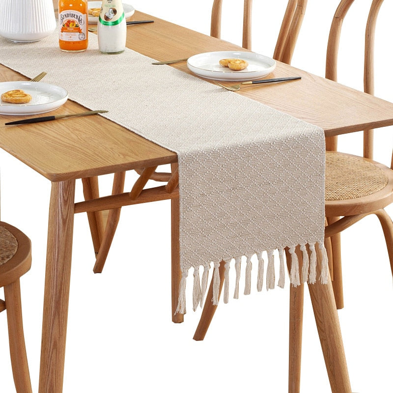 Nordic Style Table Runner Handmade Weave Tablecloth Household Decoration Tassel Cotton Tea Table Cover Coffee Table Flag