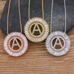 Hot Sale A-Z Initials 3 Colors Chooses Micro Pave CZ Letter Pendant Necklaces For Women Charm Chain Family Jewelry Gift