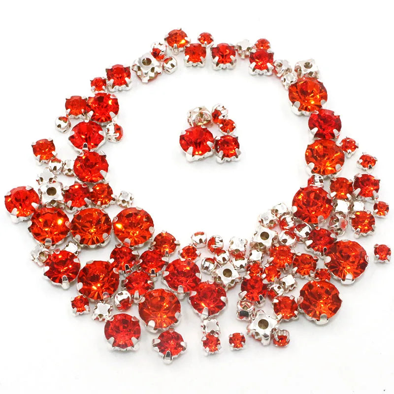 Hot Sale 100pcs/bag Mix Size Glass Crystal Stones Clothing Loose Beads Silver Claw Setting Sew On Rhinestones Diy Wedding Dress