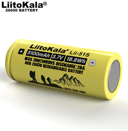 6-30PCS Liitokala LII-51S 26650 20A power rechargeable lithium battery 26650A , 3.7V 5100mA . Suitable for flashlights