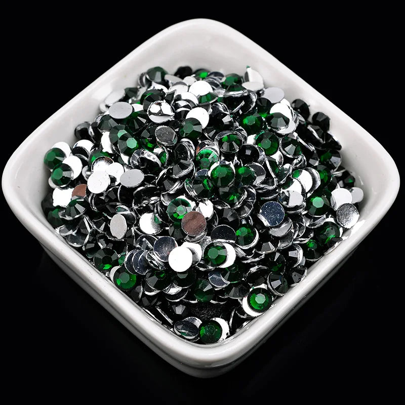 1000 viên Đá trang trí móng tay lấp lánh màu sắc ss6-ss30 Hạt đá pha lê nhựa resin mặt phẳng dùng trang trí giày dép túi xách quần áo phụ kiện DIY