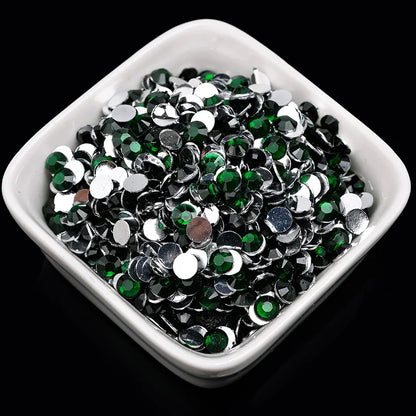 1000 viên Đá trang trí móng tay lấp lánh màu sắc ss6-ss30 Hạt đá pha lê nhựa resin mặt phẳng dùng trang trí giày dép túi xách quần áo phụ kiện DIY