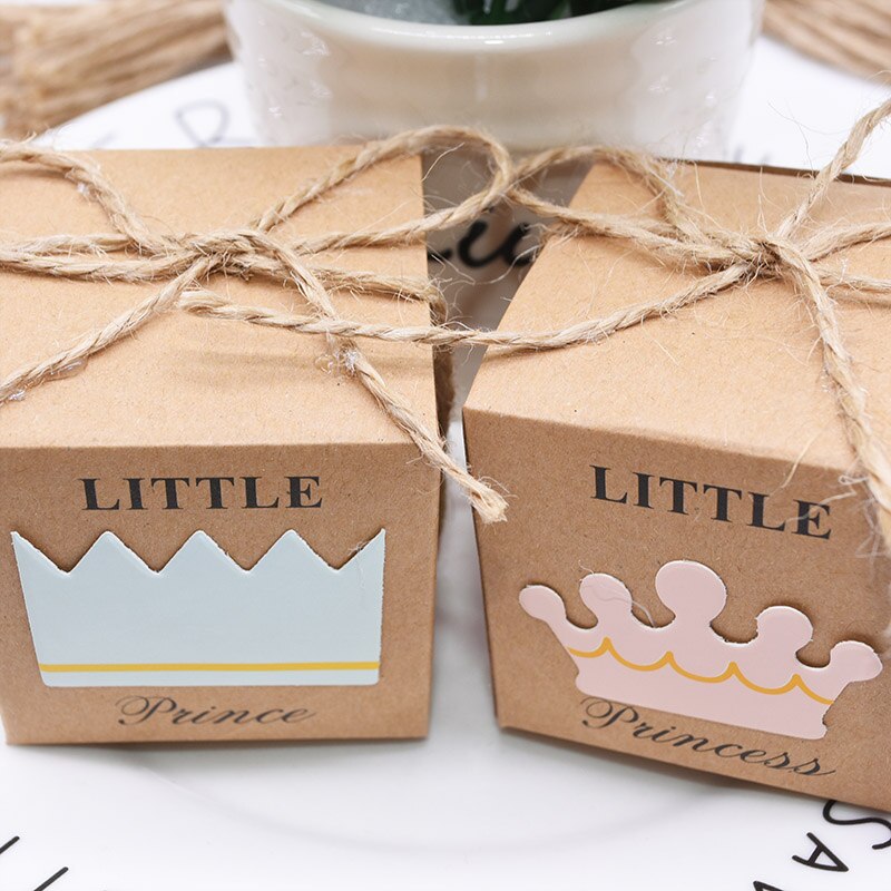 10Pcs Gift Boxes Kraft Paper Candy Box Wedding Favors Baby Shower Decoration Boy Or Girl Gender Reveal Birthday Party Supplies